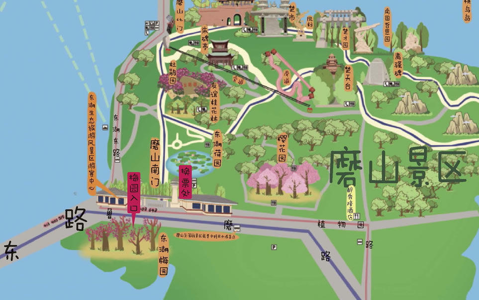 东山湖公园路线图图片
